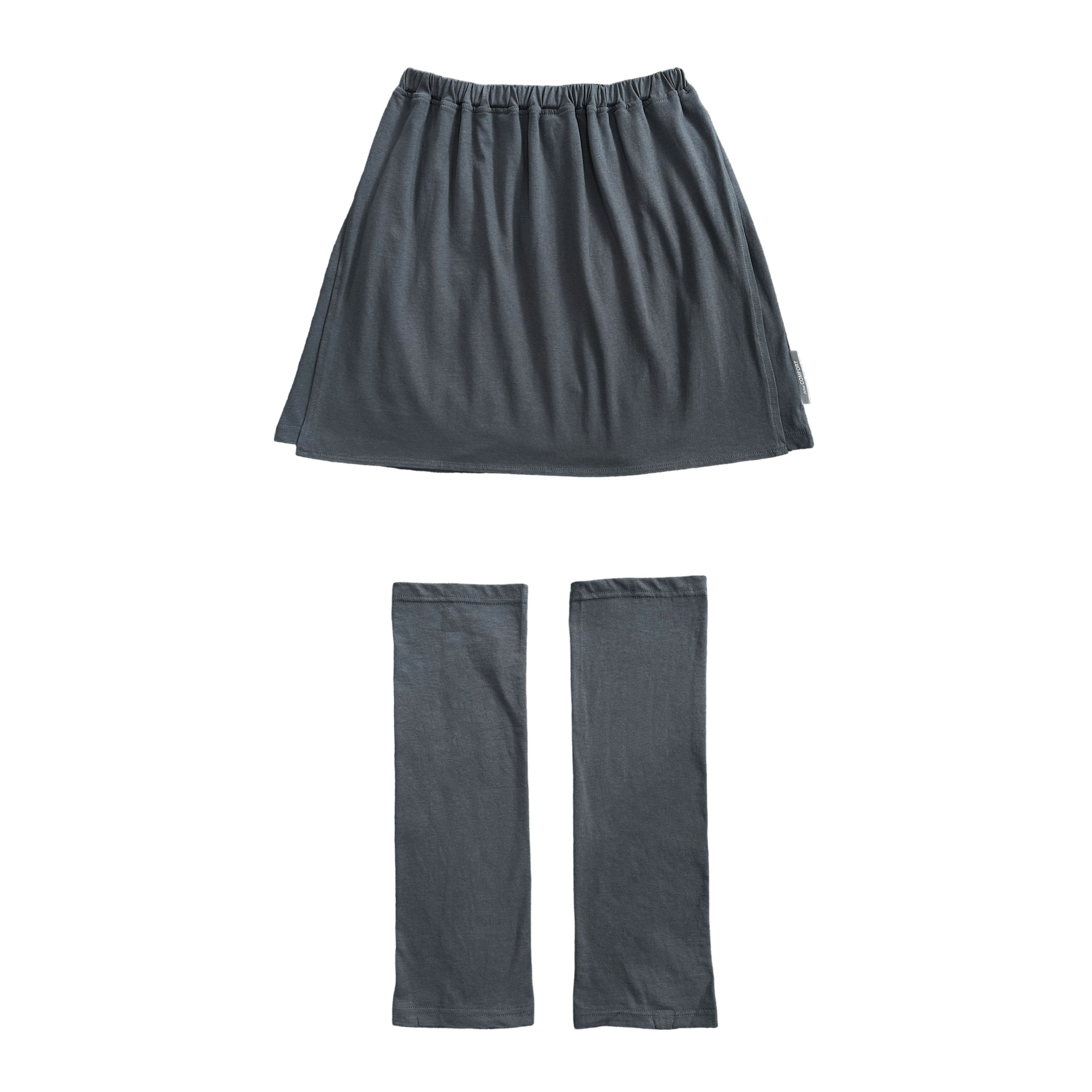 [jichoi COMFORT] 23-003 LAYERED SKIRT WITH LEG WARMMERS (STEEL GREY)